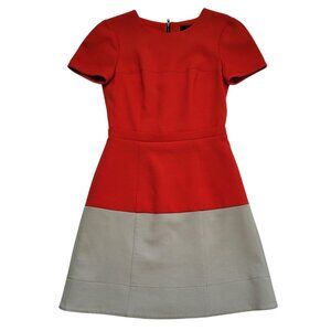 BCBGMAXAZRIA Red and Tan Colorblock Hannah Dress Size 4